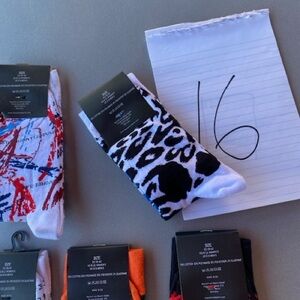 Patterned Men's Socks Set - Black, White, Red, Orange